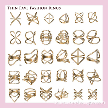 Thin Pave Fashion Jewelry in 925 Silver with 18k Gold Plated